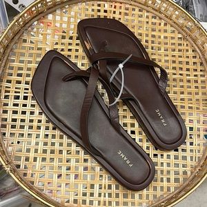 Frame Cross Leather Sandals Brown Sz 9